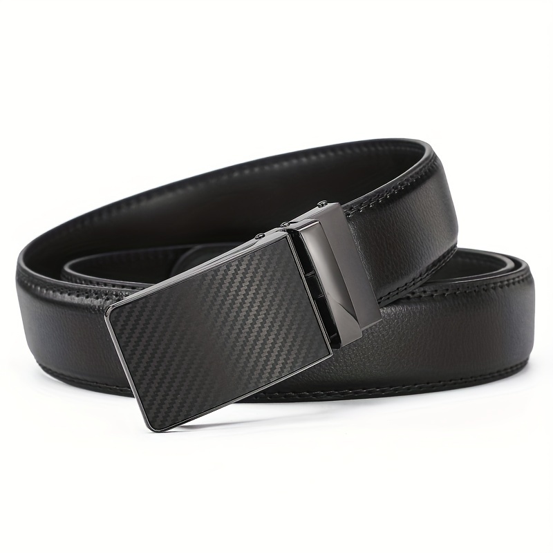 Men's Leather Ratchet Belt Automatic Buckle Dress Casual Jeans Golf Pants
